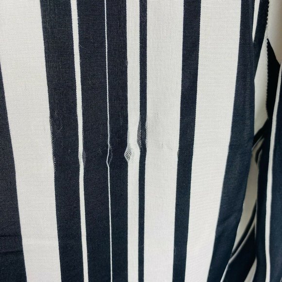 Cue Size 12 Black White Stripe Button up Shirt Blouse Collared - Picture 6 of 8